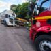 GUAPORÉ | PRE e Bombeiros atendem acidente envolvendo três caminhões na ERS-324
