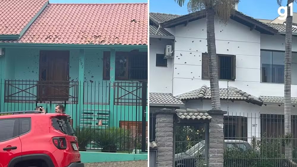 Fotos mostram marcas de tiros na casa de homem que matou pai, irmão e PM no RS