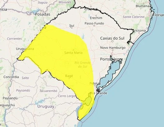 RS tem três alertas do Inmet para chuva intensa nos próximos dias