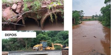 Prefeitura de Campos Borges intensifica obras em ponte entre as comunidades do Varame e Linha Teorodoro