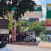 ESPUMOSO | Caminhonete cai em rampa de posto de combustíveis