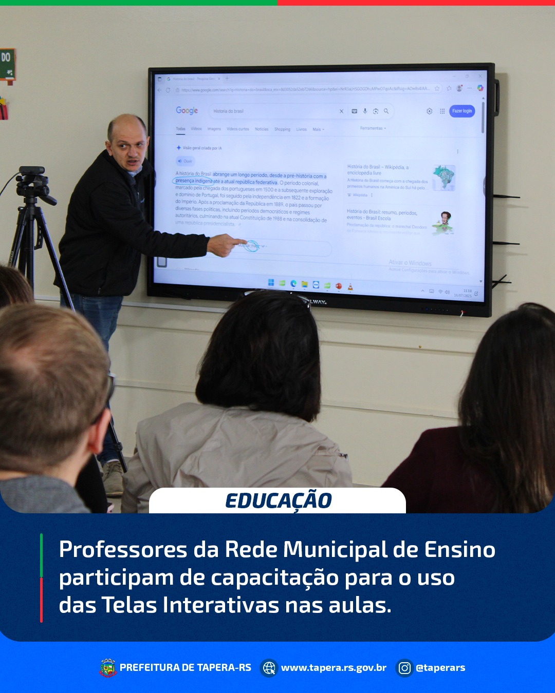 Professores da rede municipal participam de formação sobre tecnologias educacionais em Tapera