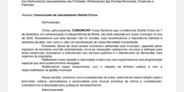 Administração Municipal de Espumoso cancela Desfile Cívico 2025