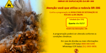 CCR ViaSul realiza nova etapa de detonação de rochas na BR-386 em Soledade (RS)