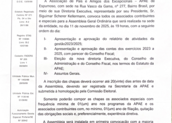 EDITAL ASSERMBLEIA APAE ESPUMOSO